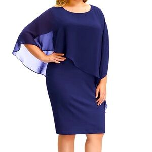 Chiffon Capelet Decorated Pencil Dress